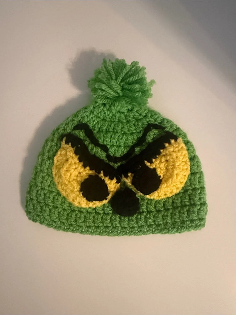 Kids Green Grinch-Style Pom Pom Beanie